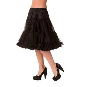 New Banned Retro Skirt M L Black Petticoat Ruffle 50's Pinup Rockabilly